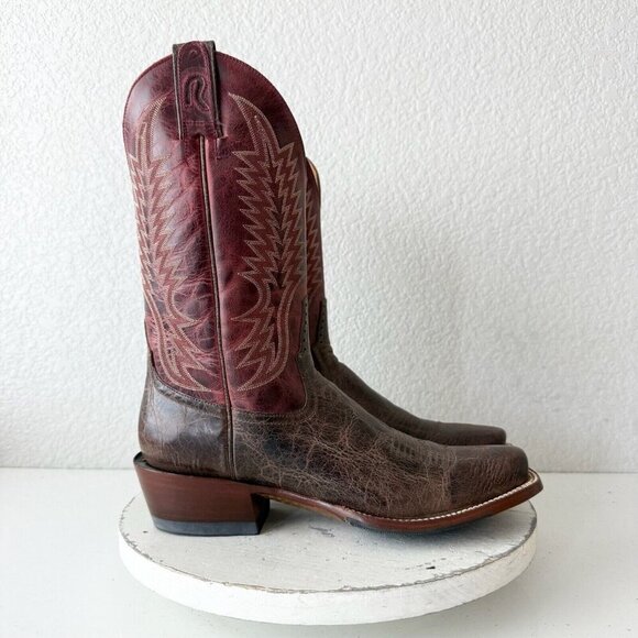 Rod Patrick Womens Cowboy Boots 10A Brown Western Cowgirl Mid Calf Blunt Toe - Picture 3 of 15